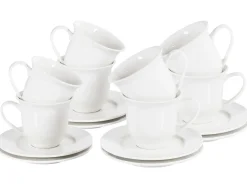 8 x kop med underkop ELDERBERRY Porcelæn Hvid