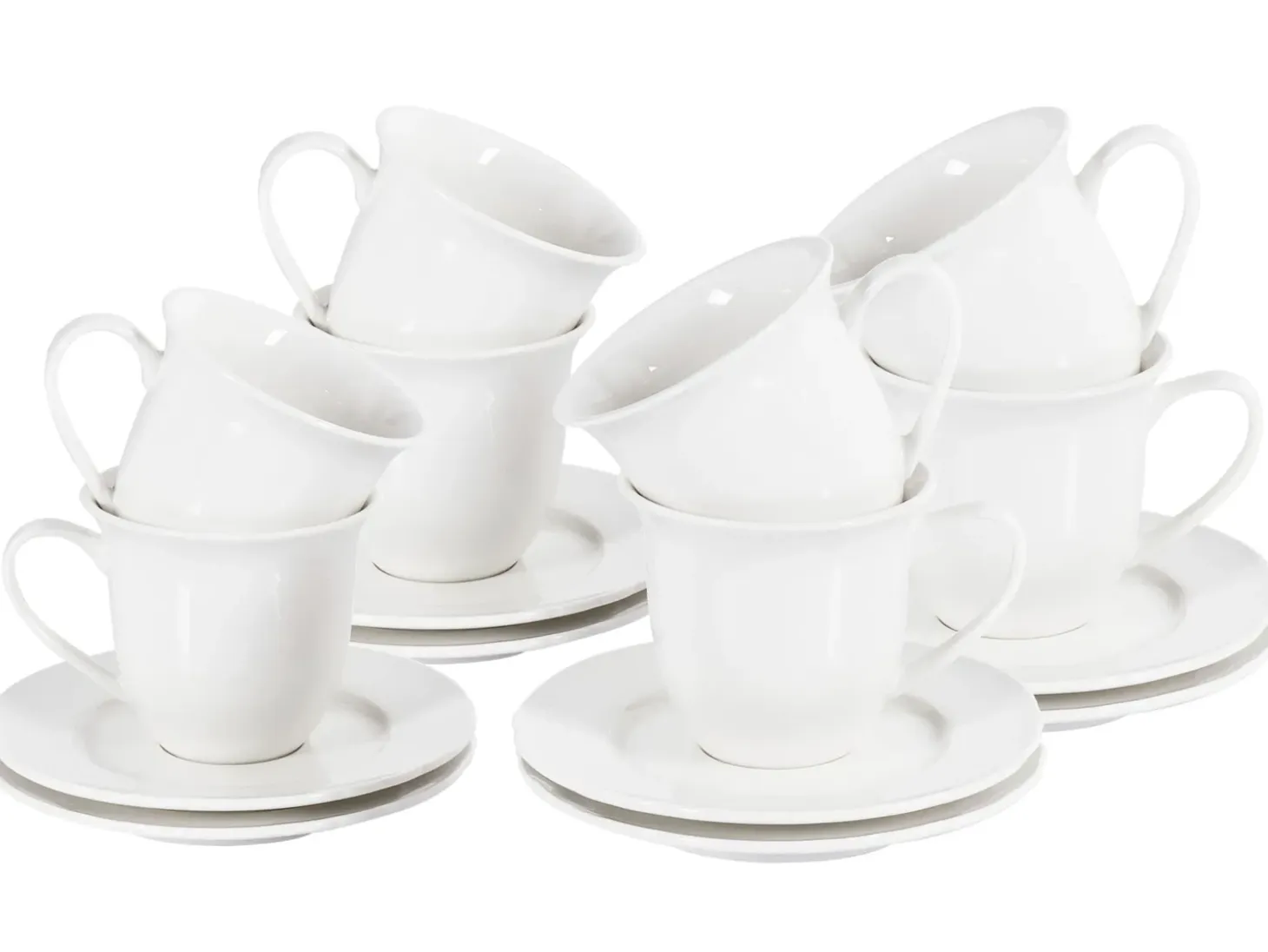 8 x kop med underkop ELDERBERRY Porcelæn Hvid