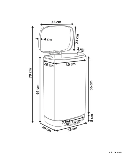 Affaldsbeholder med pedal 30 L ECOCOLLECT Metal Sølv