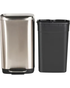 Affaldsbeholder med pedal 30 L ECOCOLLECT Metal Sølv