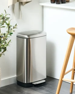 Affaldsbeholder med pedal 30 L ECOCOLLECT Metal Sølv