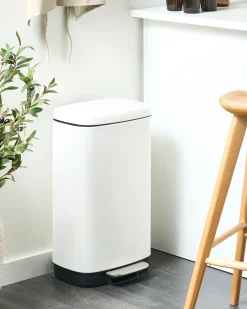 Affaldsbeholder med pedal 30 L ECOCOLLECT Metal Hvid