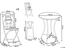 Altansæt Foldbar COMISO Metal Sort/hvid