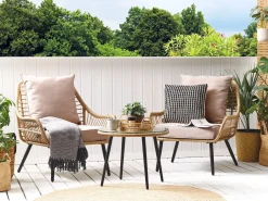 Altansæt med puder LAURETO PE-rattan Naturlig