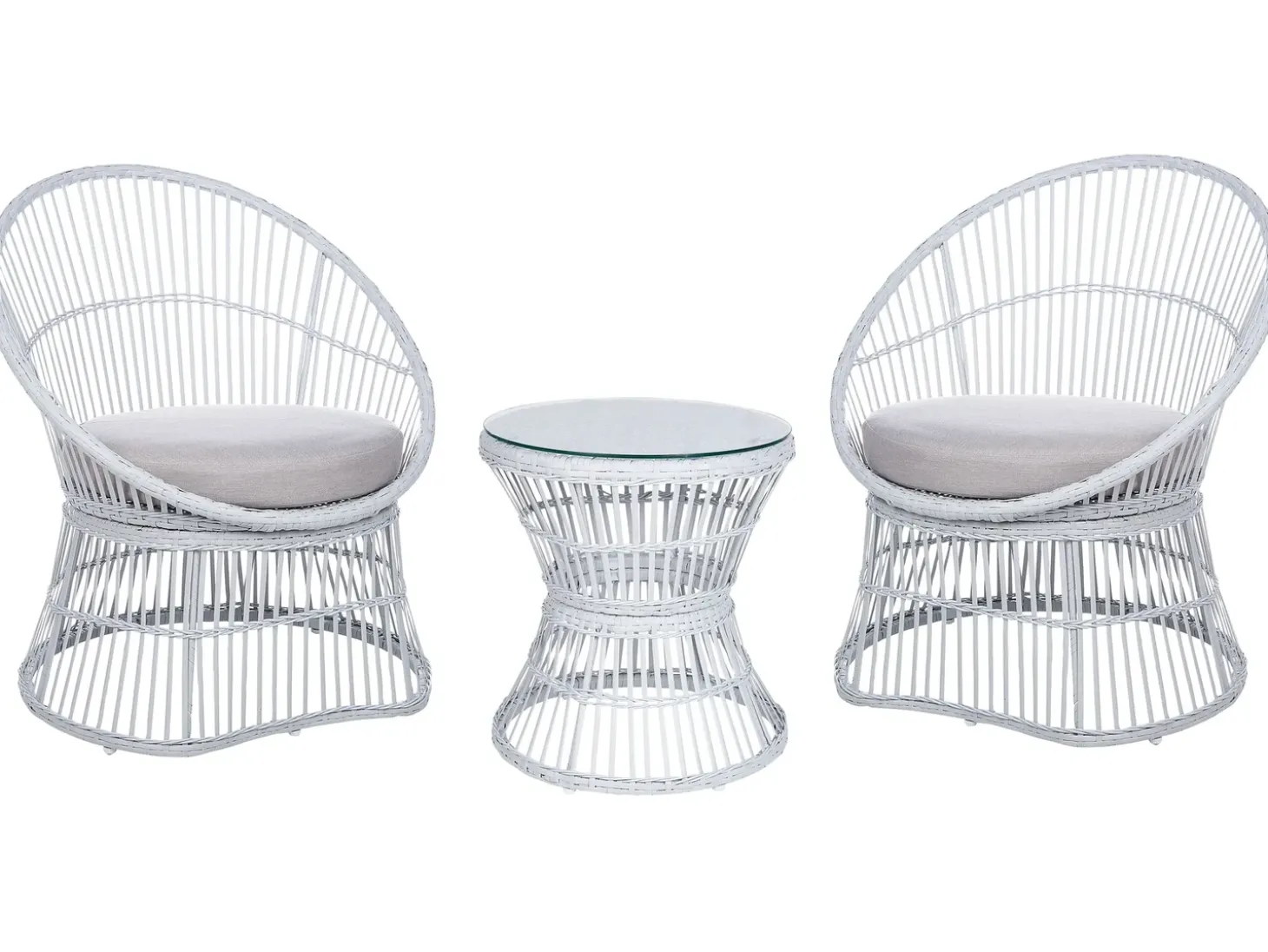 Altansæt med puder MESYNA PE-rattan Hvid