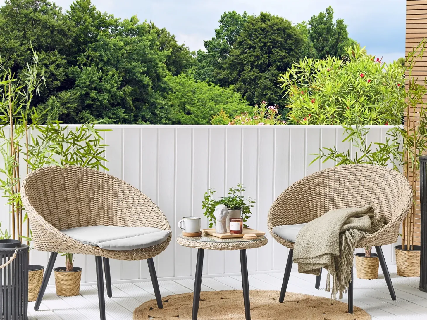 Altansæt med puder ORTIGIA PE-rattan Lys Beige Beige