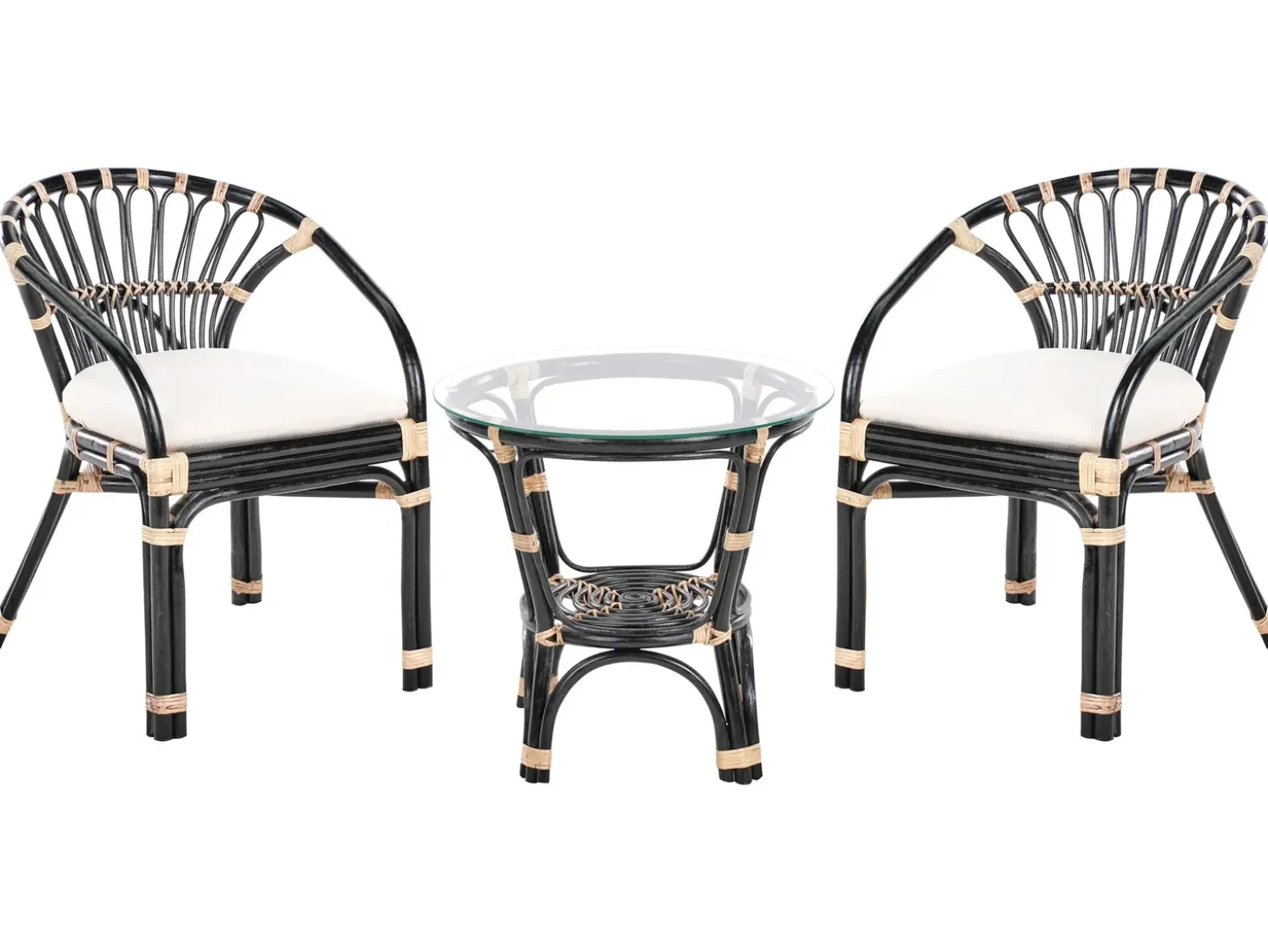 Altansæt med puder PECORINI Rattan Sort