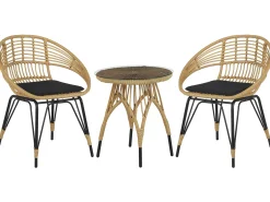 Altansæt med puder PELLARO PE-rattan Sort