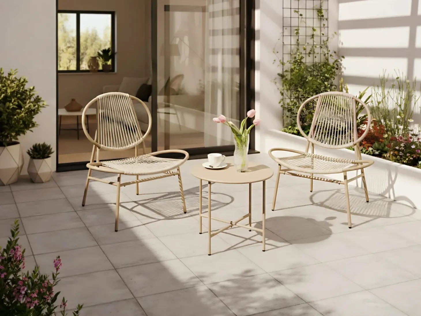 Altansæt OVARO PE-rattan Beige