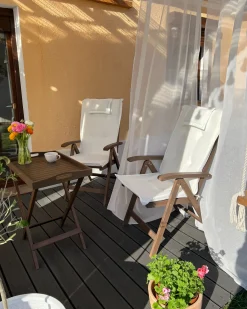 AMANTEA 6 personers Havemøbelsæt Cremehvid Akacietræ med puder