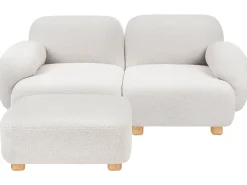 AMLI 2 personers Modulsofa Cremehvid Boucle med fodskammel