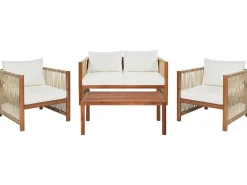 ANTRIA 4 personers Loungesæt med bord Beige Akacietræ