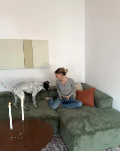 ARDAL 4 personers Hjørnesofa modul Venstrevendt Grøn Fløjl