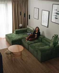ARDAL 4 personers Hjørnesofa modul Højrevendt Grøn Fløjl
