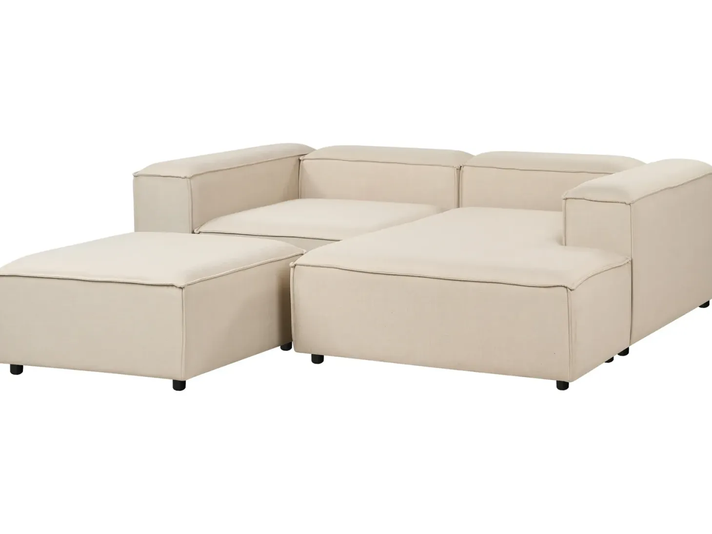 ARDAL 3 personers Hjørnesofa modul Venstrevendt Beige med fodskammel