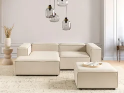 ARDAL 3 personers Hjørnesofa modul Højrevendt Beige med fodskammel
