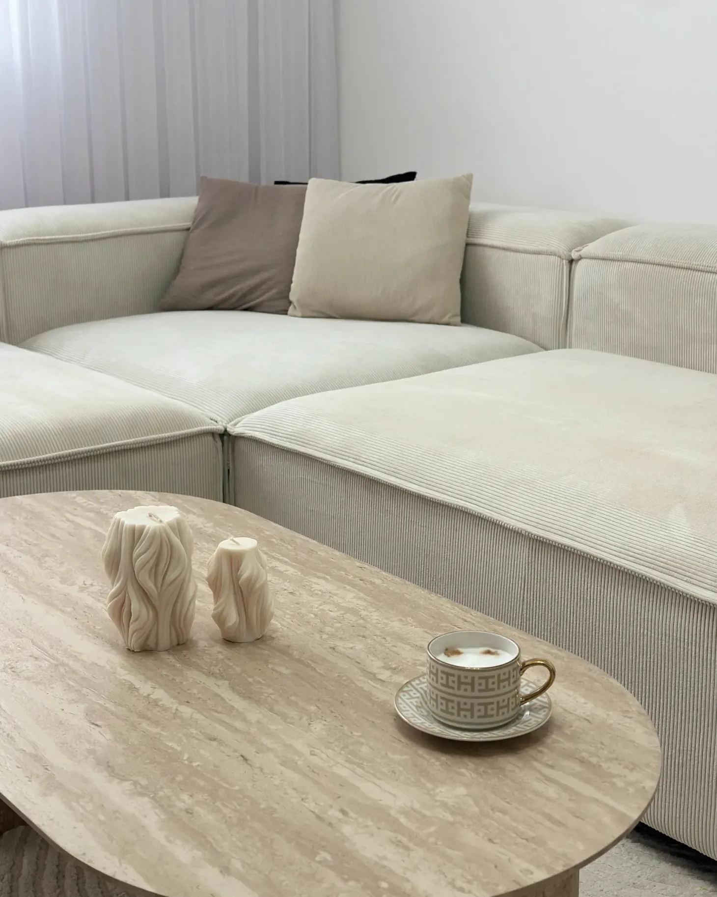 ARDAL 4 personers Hjørnesofa modul Venstrevendt Cremehvid Fløjl