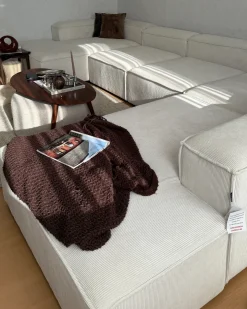 ARDAL 5 personers Hjørnesofa modul Højrevendt Cremehvid Fløjl