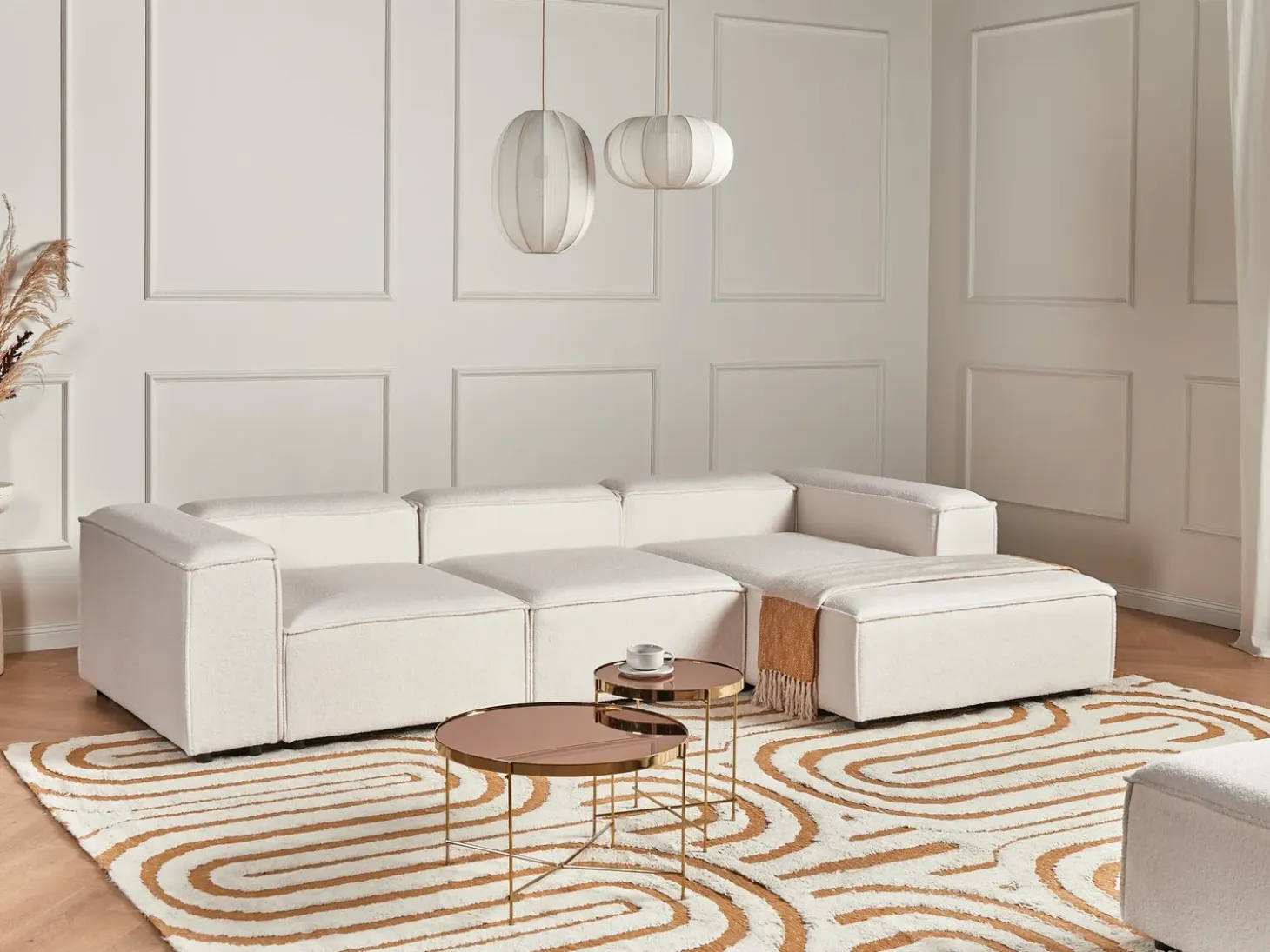 ARDAL 4 personers Hjørnesofa modul Venstrevendt Cremehvid Boucle