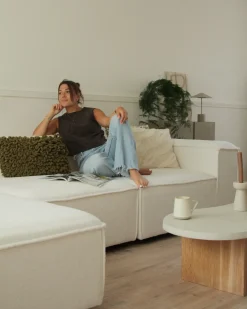 ARDAL 4 personers Hjørnesofa modul Højrevendt Cremehvid Boucle