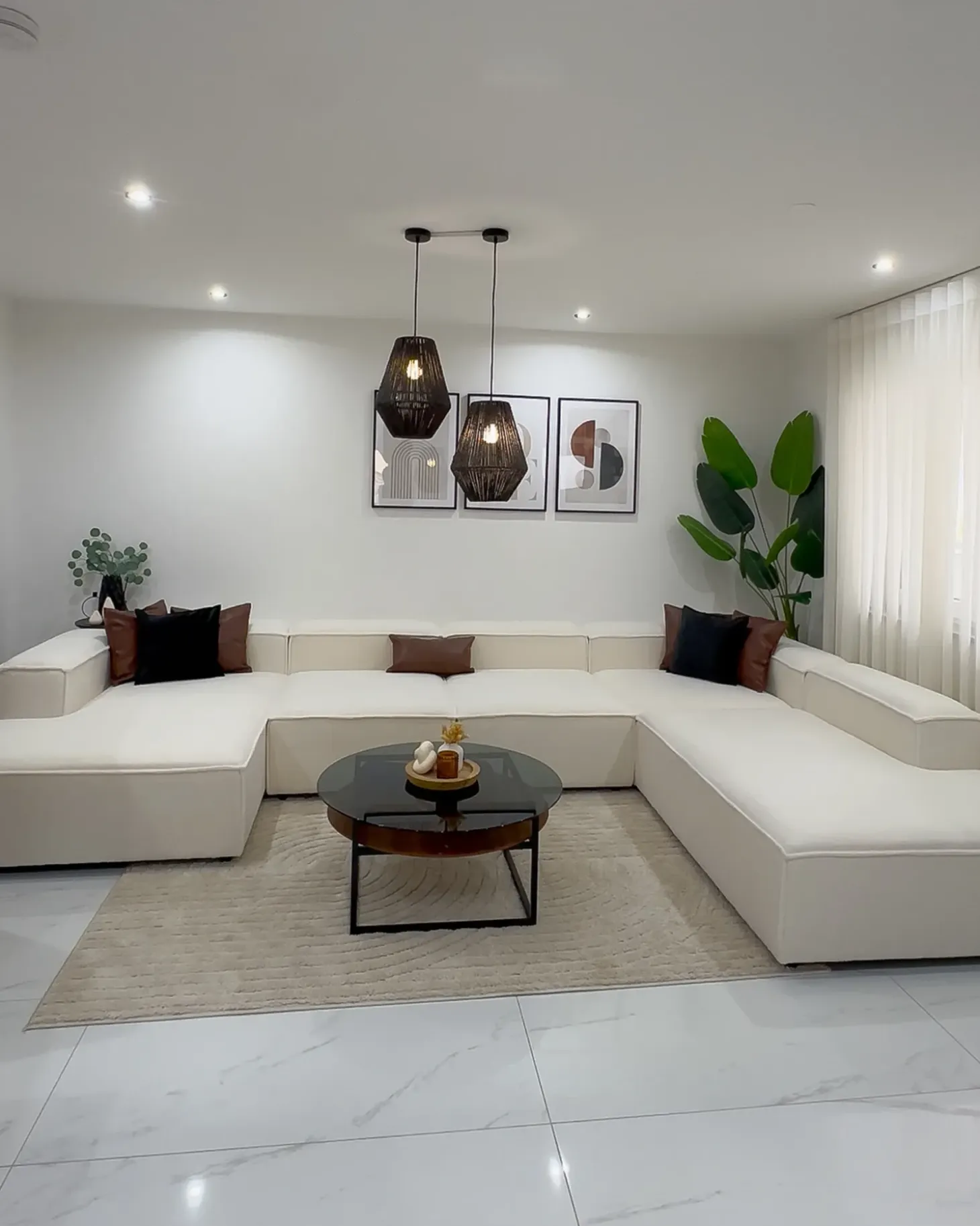 ARDAL 5 personers Hjørnesofa modul Venstrevendt Cremehvid Boucle