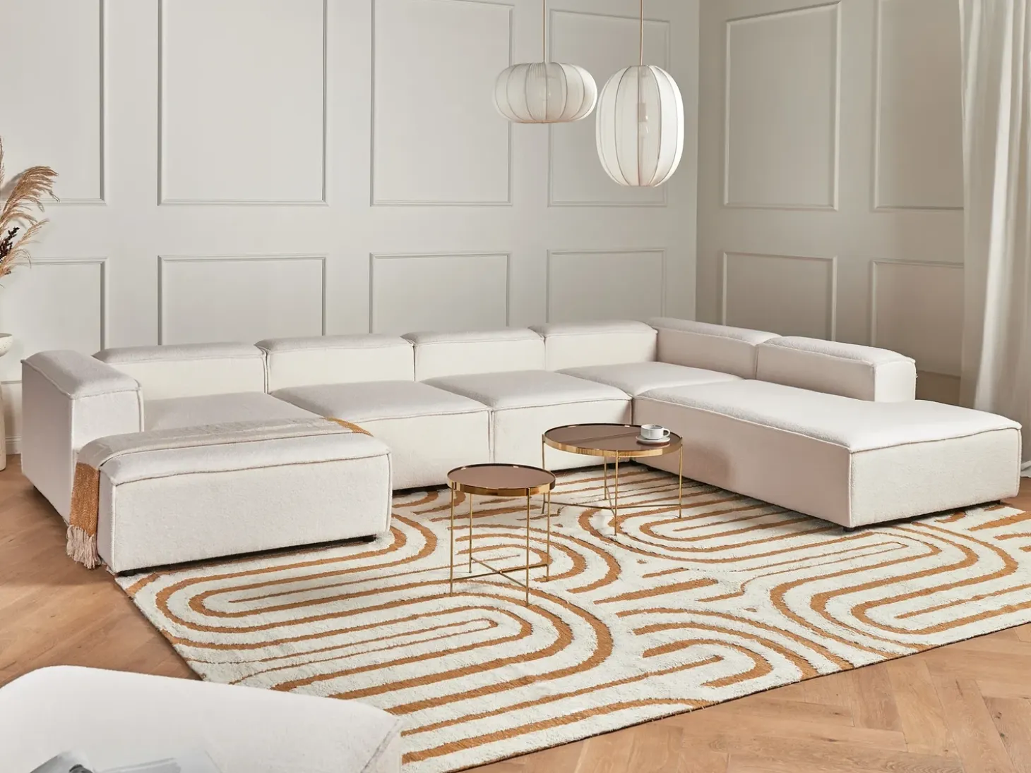 ARDAL 5 personers Hjørnesofa modul Venstrevendt Cremehvid Boucle