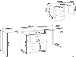 ASHMORE Hvid 165/220 cm 55 cm