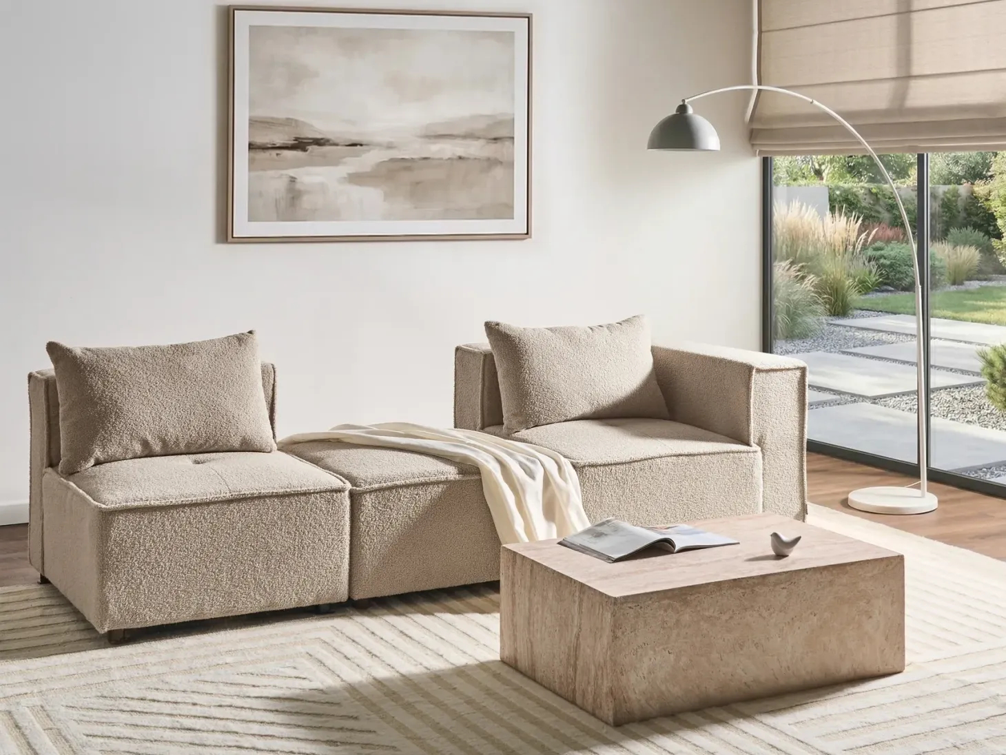 AXEBO 3 personers Modulsofa Beige Boucle