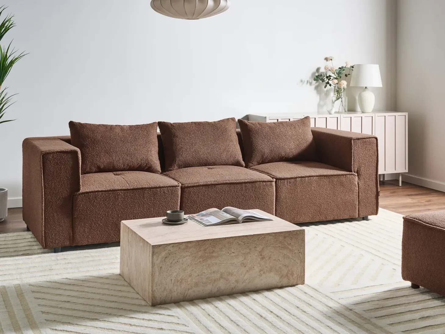 AXEBO 3 personers Modulsofa Brun Boucle
