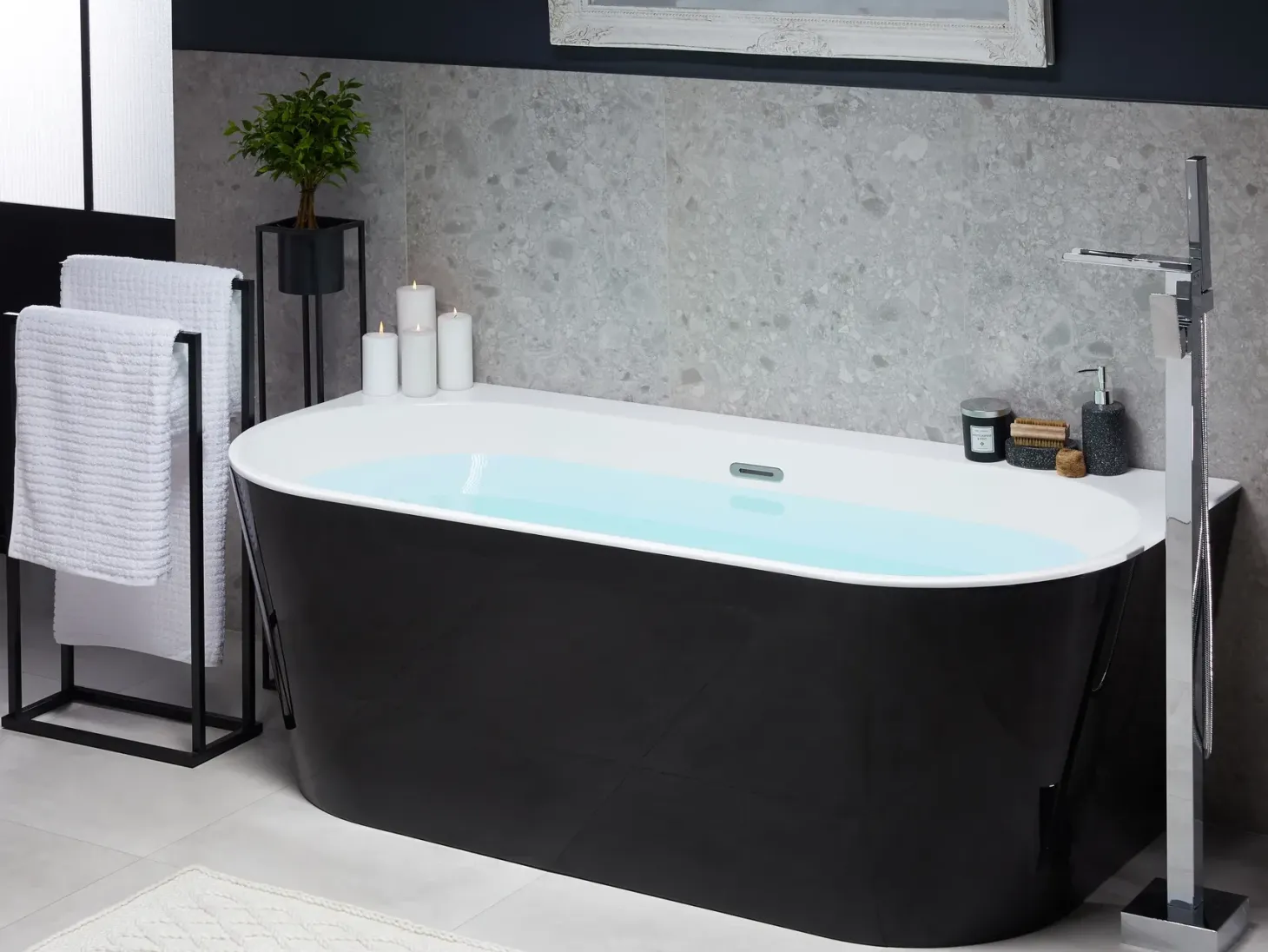 Badekar HARVEY 170 x 80 cm Sort/hvid