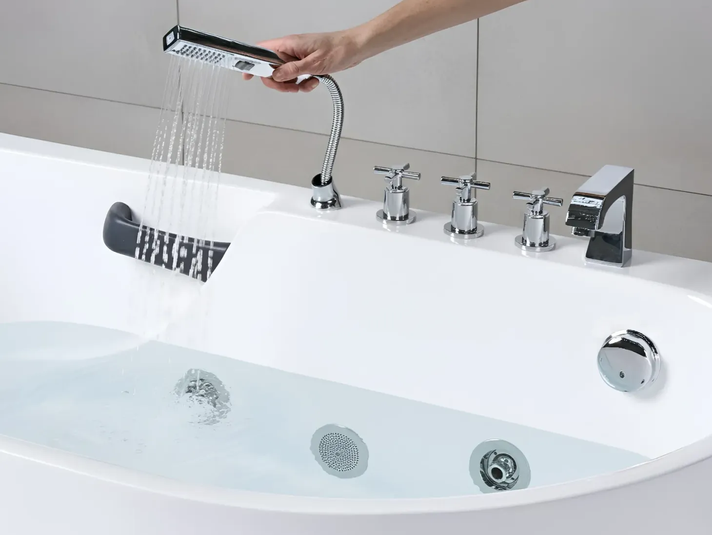 Badekar med massage SAYULA Højrevendt 170 x 80 cm Hvid