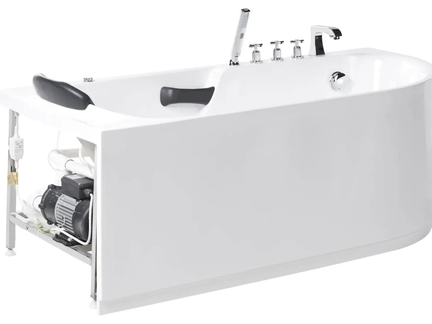 Badekar med massage SAYULA Højrevendt 170 x 80 cm Hvid