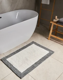 Bademåtte KABRI Grå/beige 60 x 90 cm Bomuld