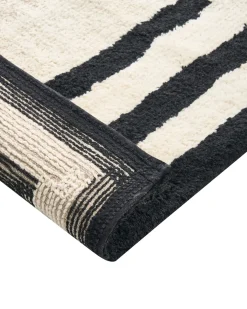 Bademåtte RISALU Sort/beige 60 x 90 cm Bomuld