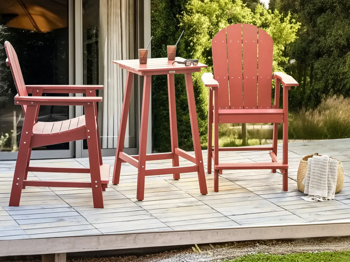 Barbord til have ADIRONDACK 60 cm 59 cm Syntetisk materiale Rød