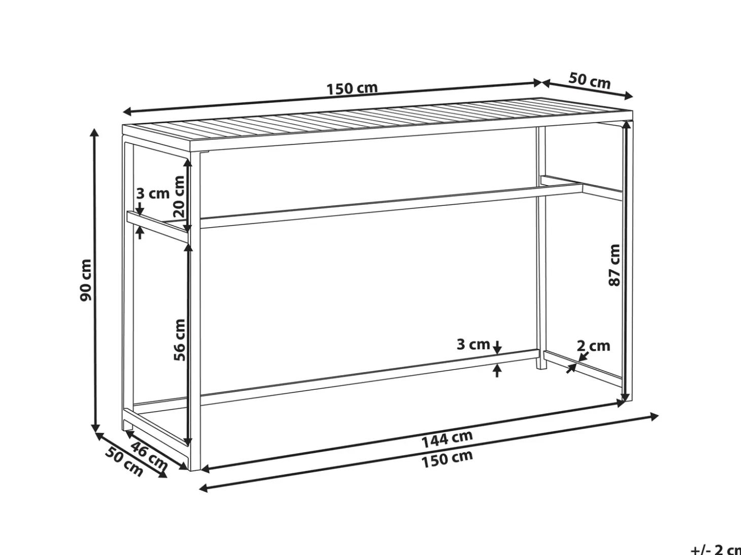 Barbord til have AVETRANA 150 cm 50 cm Sort
