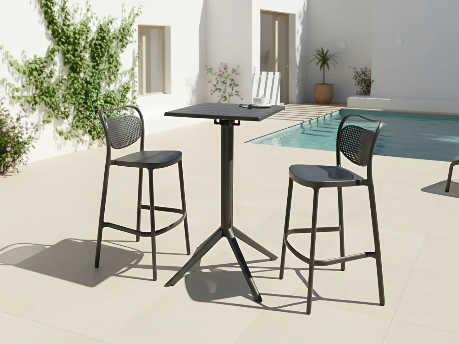 Barbord til have LEMNOS 60 cm 60 cm Sort
