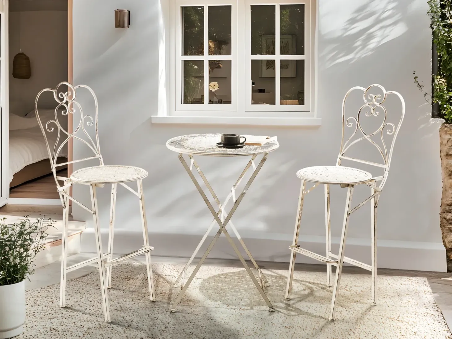 Barbord til have TRIESTE 60 cm 60 cm Metal Lys Beige