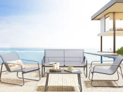 BARREA 4 personers Loungesæt med bord Grå Metal