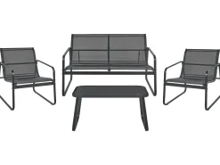 BARREA 4 personers Loungesæt med bord Sort Metal