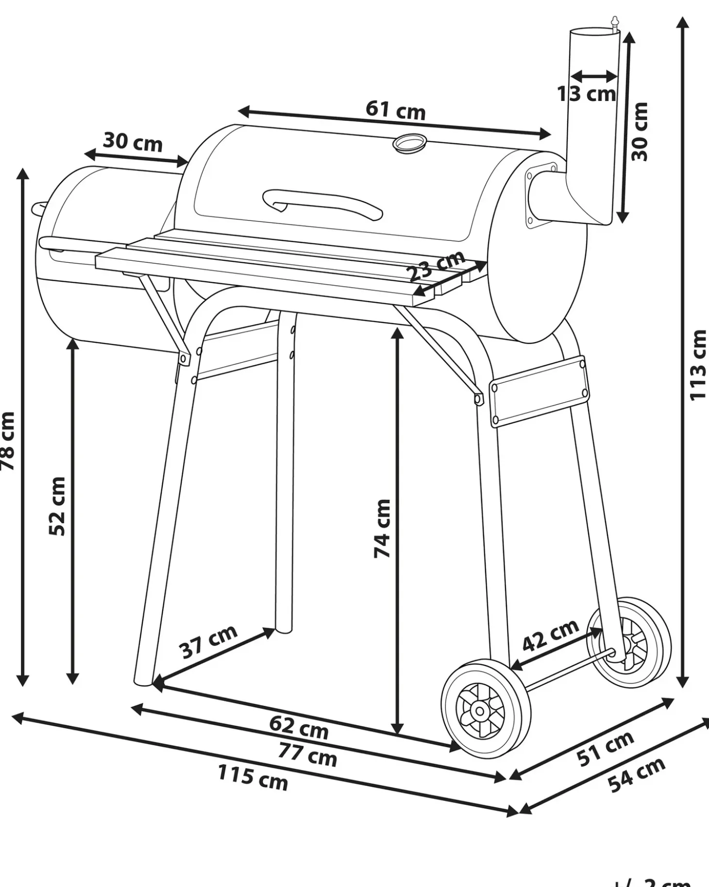 BBQ kulgrill KATLA med rygeovn Metal Sort