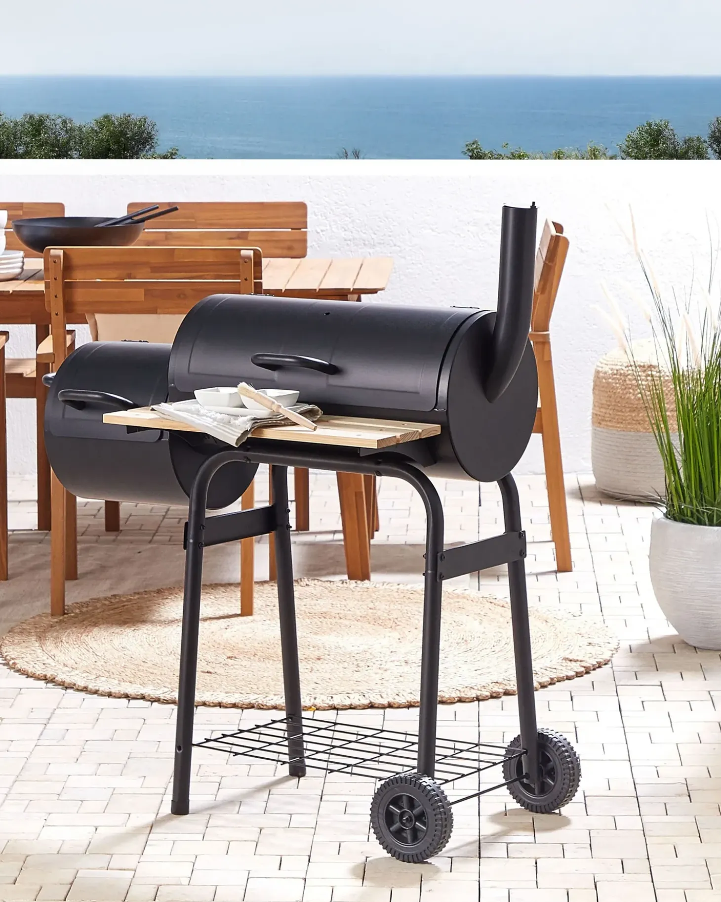 BBQ kulgrill SATAH med rygeovn Metal Sort