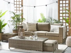 BELLUNO 5 personers Loungesæt med bord Brun PE-rattan