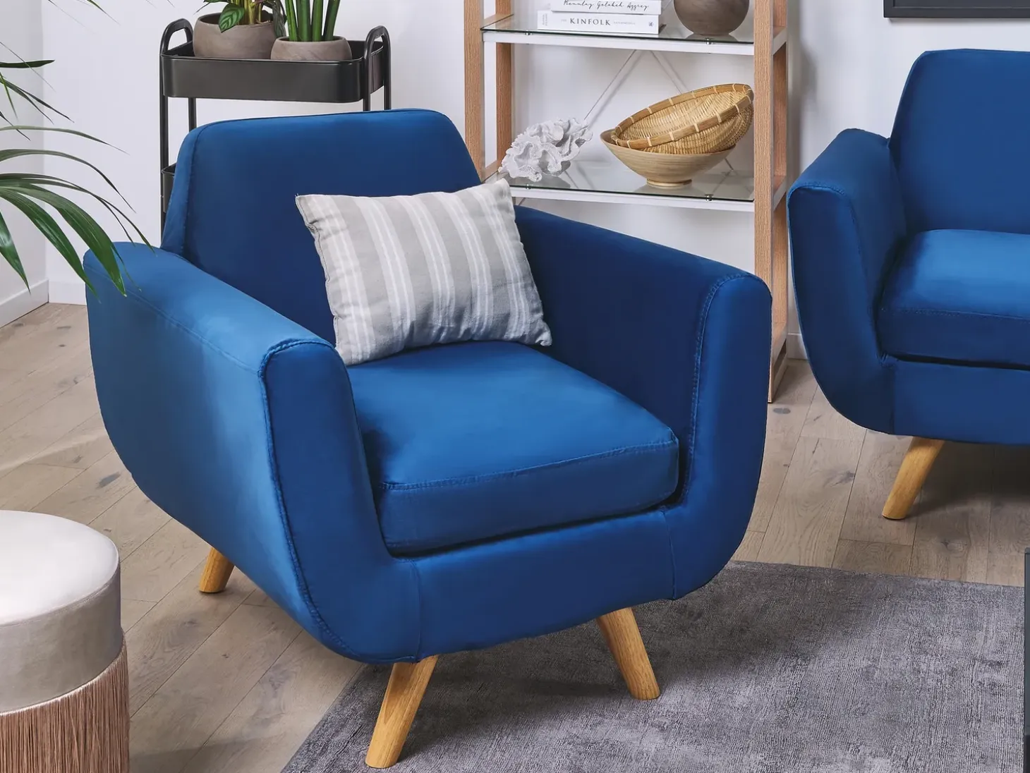 Betræk til lænestol BERNES Velour Navy Blå