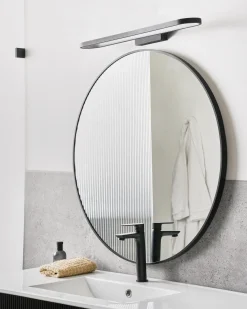 Billede og spejl LED-lys MIDOU Metal Sort