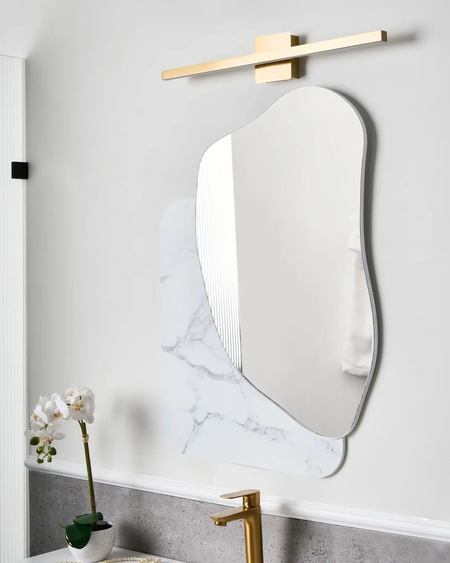 Billede og spejl LED-lys MARIZ Metal Guld