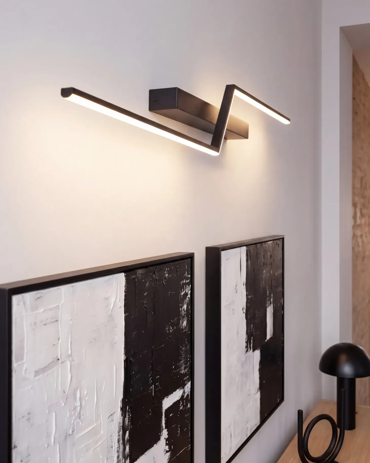 Billede og spejl LED-lys NOCEDA Metal Sort