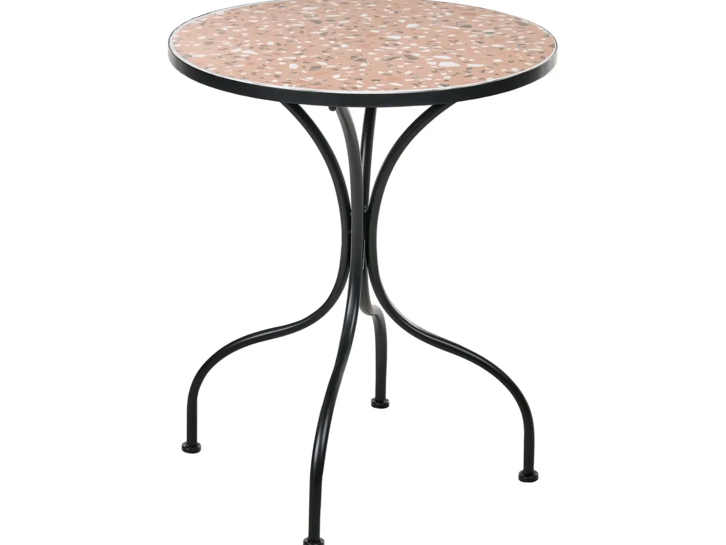 Bistro bord ADRANO 60 cm 60 cm Terrazzo effekt Metal Sort