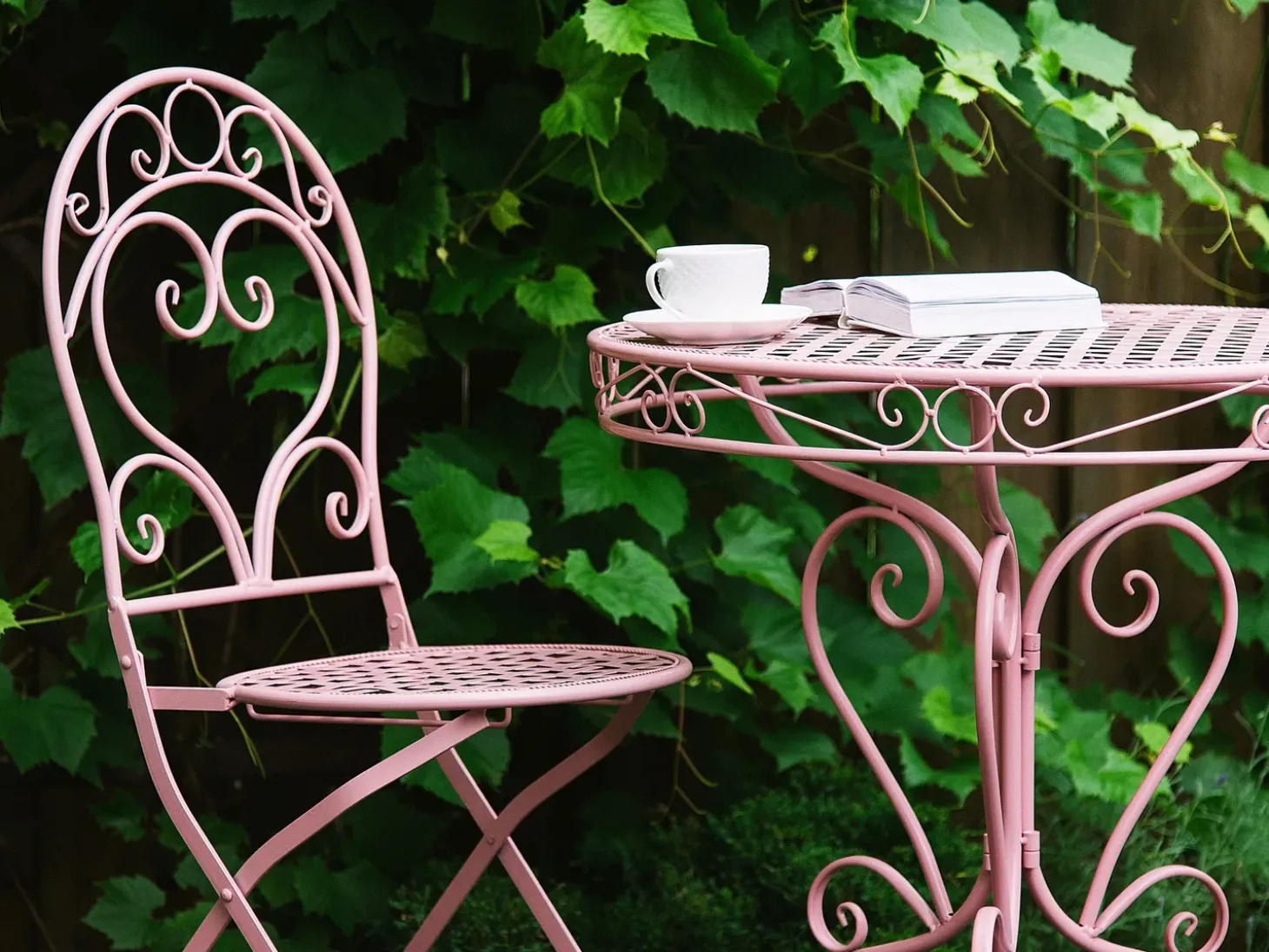 Bistro bord ALBINIA 70 cm 70 cm Metal Lyserød