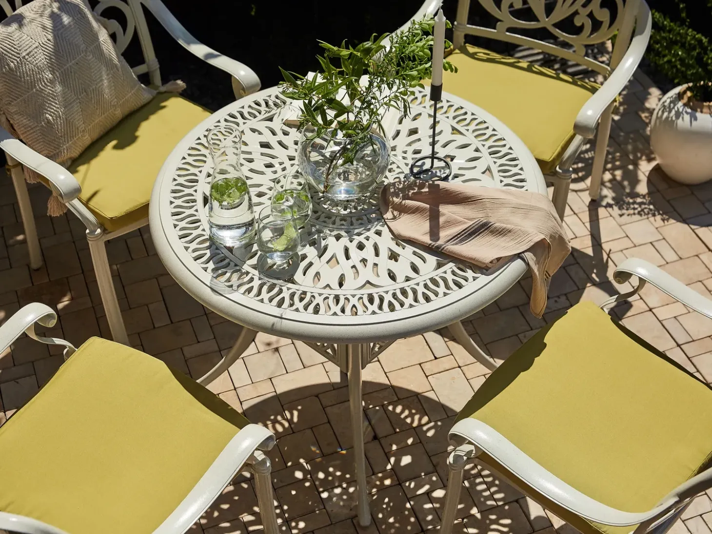 Bistro bord ANCONA 90 cm 90 cm Metal Cremehvid
